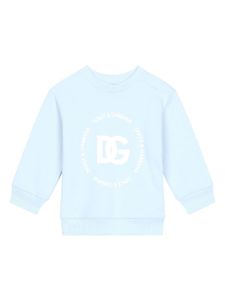 Dolce & Gabbana Kids sweat en coton à logo imprimé - Bleu