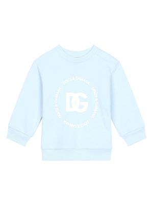 Dolce & Gabbana Kids sweat en coton à logo imprimé - Bleu