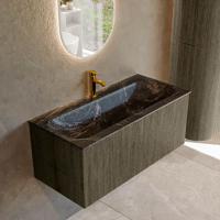 Badmeubel Mondiaz Kurve-Dlux | 100 cm cm | Meubelkleur Shadow | Wastafelkleur Lava | Solid surface | Wasbak midden spoelbak | 1 kraangat
