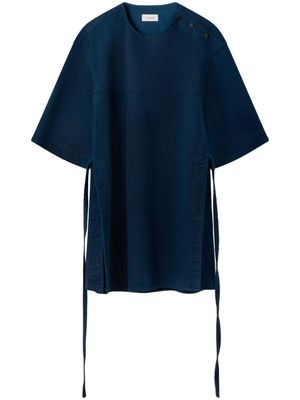 LEMAIRE t-shirt en coton à fentes latérales - Bleu