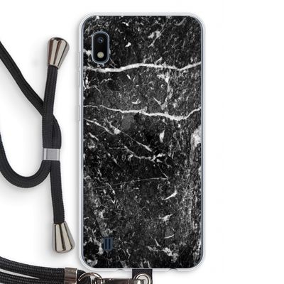 Zwart marmer: Samsung Galaxy A10 Transparant Hoesje met koord