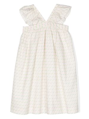 Bonpoint robe volantée à motif graphique - Blanc