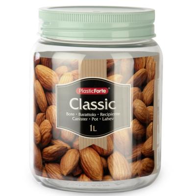 Plasticforte keuken voorraadpot - weckpot - mintgroen - 1 liter - kunststof