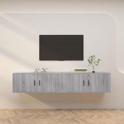 Tv-wandmeubels 2 st 100x34,5x40 cm grijs sonoma eikenkleurig