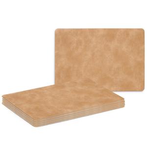 Placemats - 6x - lederlook - lichtbruin - 42 x 30 cm - tafel dekken - onderleggers