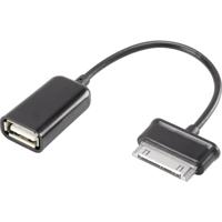 Renkforce USB-kabel USB 2.0 Samsung stekker 30-pins, USB-A bus 0.10 m Zwart Met OTG-functie, Vergulde steekcontacten RF-4080786 - thumbnail