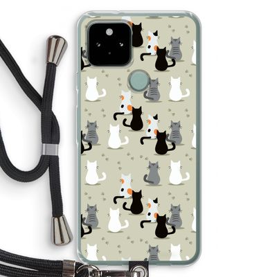 Katten: Pixel 5 Transparant Hoesje met koord