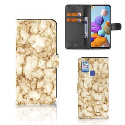 Samsung Galaxy A21s | Bookcase | Marmer Goud