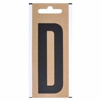 Boot sticker letter D zwart 10 cm