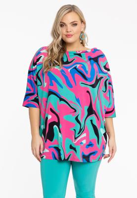 Yoek Shirt kimono mouw | Turquoise | Maat 42/44