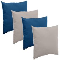 Bank/sier/tuin kussens voor binnen/buiten set 4x stuks indigo blauw/taupe 40 x 40 cm - thumbnail