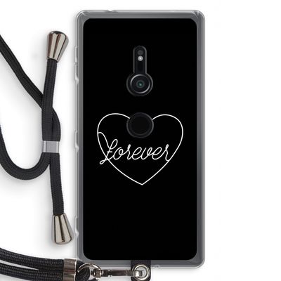 Forever heart black: Sony Xperia XZ2 Transparant Hoesje met koord
