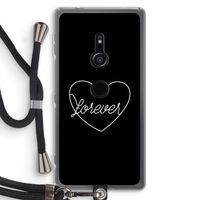 Forever heart black: Sony Xperia XZ2 Transparant Hoesje met koord