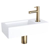 Differnz Ravo fonteinset keramiek - kraan recht - 38.5 x 18.5 x 9 cm - mat goud