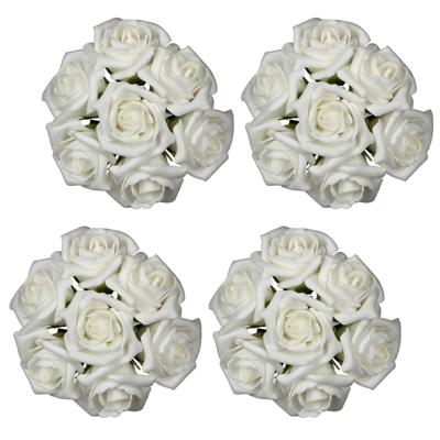 Ideas4seasons Rozen - 42x stuks - foam - 9 x 3 cm - creme wit - diy - bruiloft decoratie