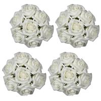 Ideas4seasons Rozen - 42x stuks - foam - 9 x 3 cm - creme wit - diy - bruiloft decoratie