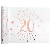 Santex Tafelloper op rol - 20 jaar - wit/rose goud - 30 x 500 cm - Feesttafelkleden
