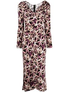 DVF Diane von Furstenberg robe fleurie à col v - Noir