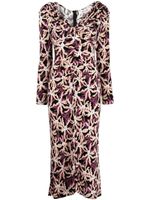 DVF Diane von Furstenberg robe fleurie à col v - Noir - thumbnail