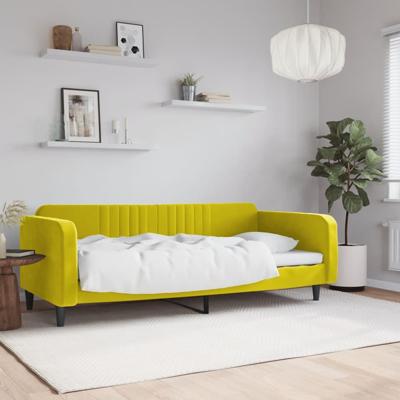 Slaapbank 100x200 cm fluweel geel