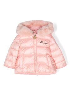 Moschino Kids veste matelassée à logo brodé - Rose