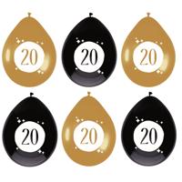 Haza Ballonnen - 20 jaar - leeftijd verjaardag - 6x stuks - 30 cm - versiering - feestartikelen