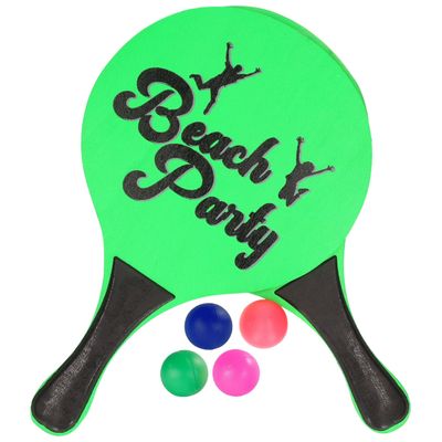 Houten beachball set groen met extra balletjes