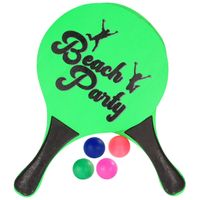 Houten beachball set groen met extra balletjes