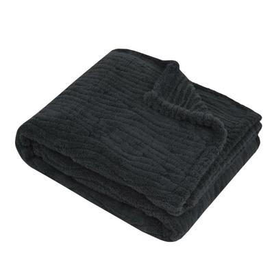 Stof Textiles Plaid/bankdeken/bedsprei Columbia - antraciet - 180 x 220 cm - 2 persoons