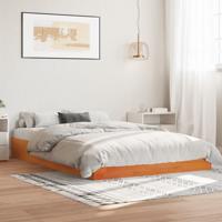 Bedframe zonder matras massief grenenhout wasbruin 160x200 cm