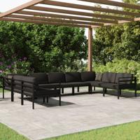 9-delige Loungeset met kussens aluminium antracietkleurig