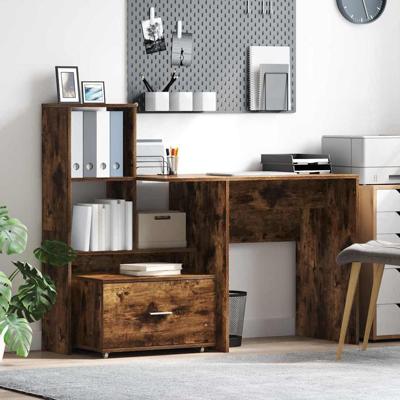 Bureau Gerookt eiken 131,5 x 50 x 106,5 cm Bewerkt hout