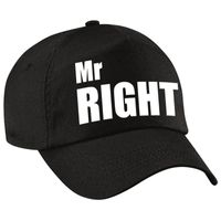 Zwarte feestpet / cap Mr Right in witte tekst heren   -