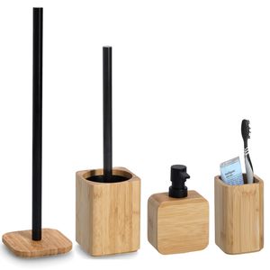 Badkamer accessoires set 4-delig - bamboe hout - luxe kwaliteit