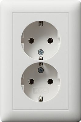 Gira 2-voudige wandcontactdoos met randaarde voor UK40 en H140 inbouwdoos