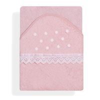Interbaby Badcape Stippen Junior 100 Cm Katoen Roze - thumbnail