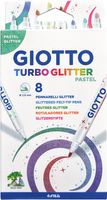 Giotto Turbo glitter viltstiften, kartonnen etui met 8 stuks, pastel kleuren - thumbnail