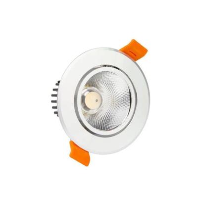 Inbouwspot rond wit 7W COB LED downlight zilver verstelbaar warm wit 3000k