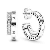 Pandora 299056C01 Oorbellen Pave Double Hoop zilver