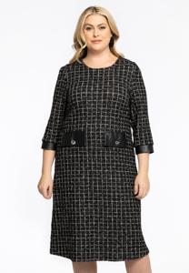 Yoek Jurk Frontpocket RAFFIA | Zwart | Maat 50/52