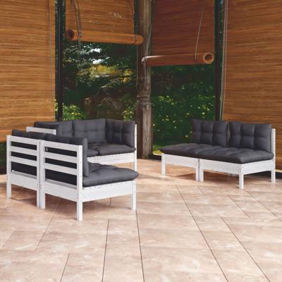 6-delige Loungeset met kussens massief grenenhout