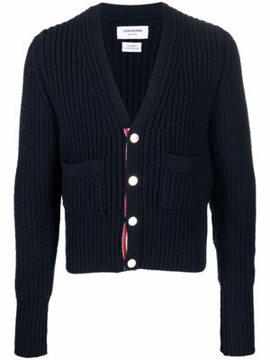 Thom Browne cardigan en cachemire à poches plaquées - Bleu