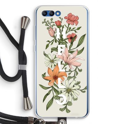 Hello bloemen: Honor 10 Transparant Hoesje met koord