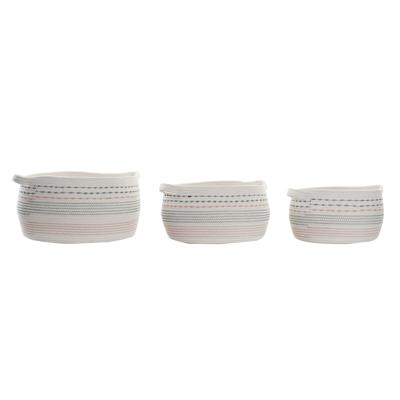 Mandenset DKD Home Decor Wit Zwart Oranje 52 x 43 x 25 cm