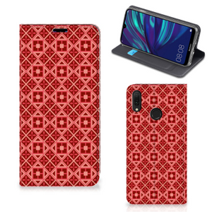 Huawei Y7 hoesje Y7 Pro (2019) Hoesje met Magneet Batik Rood