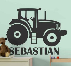 Stickers speelgoed Silhouet van een tractor met naam