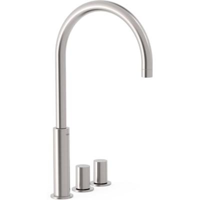 Wastafelkraan Tres Study | Opbouw | Draaibare uitloop | Mengkraan | Hoog model | 2-knops | Rond | RVS look