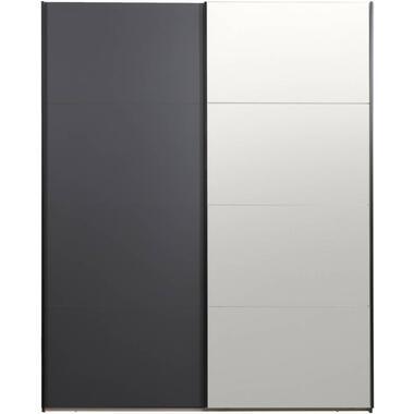 Schuifdeurkast Bergamo - antraciet/spiegel - 221x178,5x66,6 cm - Leen Bakker