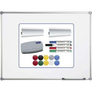 Maul Whiteboard set Maulpro Komplett-Set (b x h) 120 cm x 90 cm Wit Kunststof coating Verticaalformaat, Horizontaalformaat, Incl. opbergbakje, Incl. magneten,