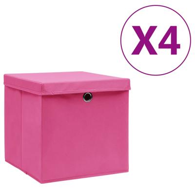 VidaXL Opbergboxen met deksel 4 st 28x28x28 cm roze